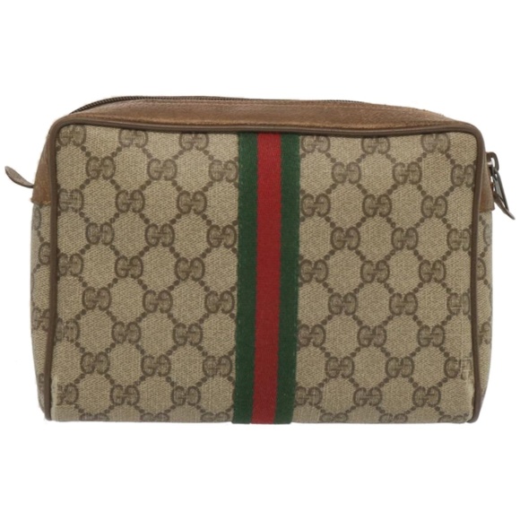 GUCCI GG Supreme Web Sherry Line Clutch Bag PVC Beige 89 01 012 Auth ac2794 - Picture 2 of 16